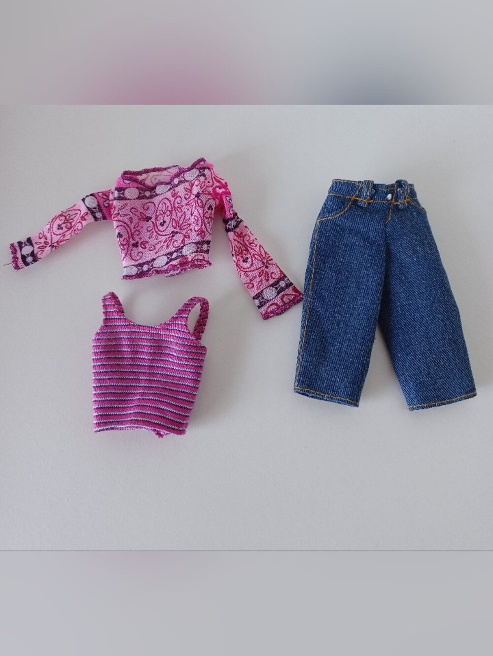 Vintage Barbie Outfit Capris Tank Top And Long Sleeve Shiry Toy Collectible